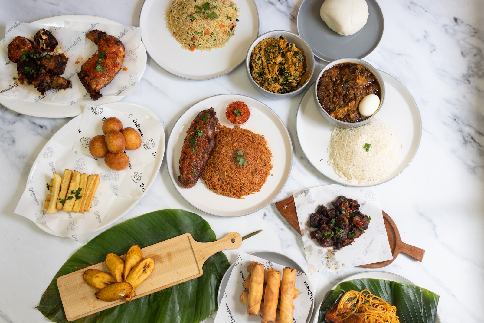 A beautiful spread of Ama's homemade Nigerian food